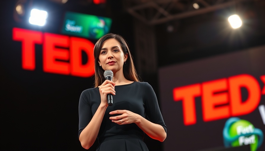 Confident speaker at TEDx talk about open communication.