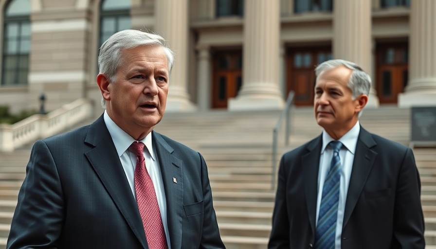 Political figures discuss King Tora Skull Return outside government building.