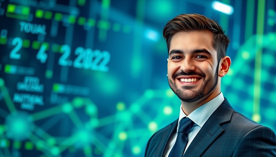 Business conference poster on AI integration in business operations.