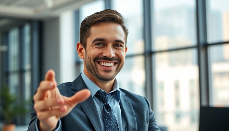 Confident businessman smiling in modern office promoting High Ticket Affiliate Programs 2025.