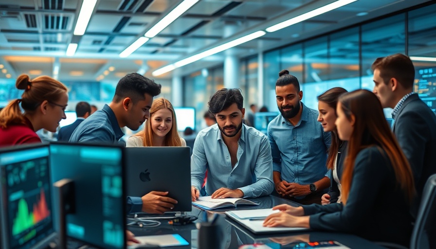 Professionals collaborate on SARS digital platform upgrades in a modern office.