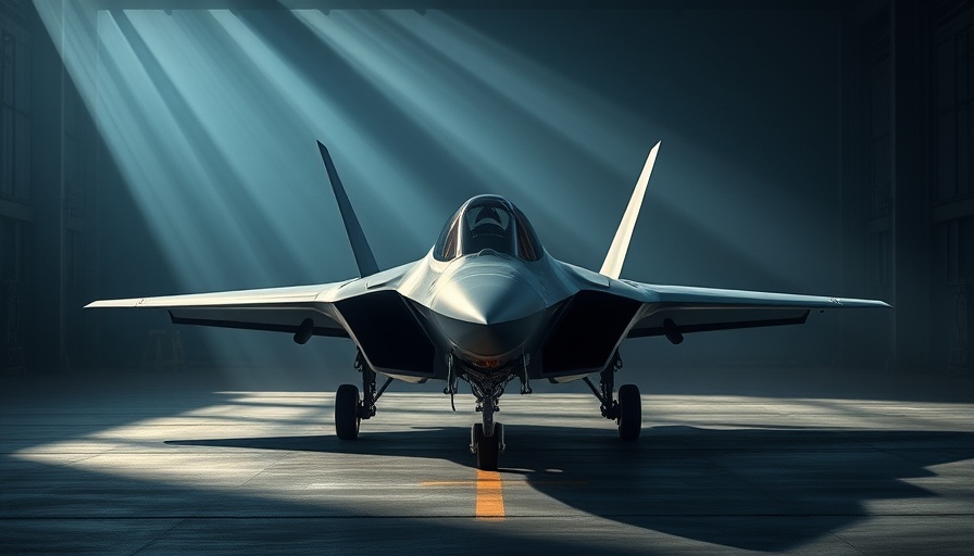 Stealth fighter jet in dimly lit hangar for America's Evolving Air Strategy.