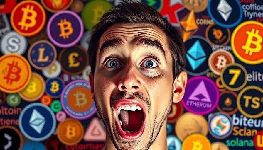 Bitcoin Price collage with cryptocurrency logos and bold text.