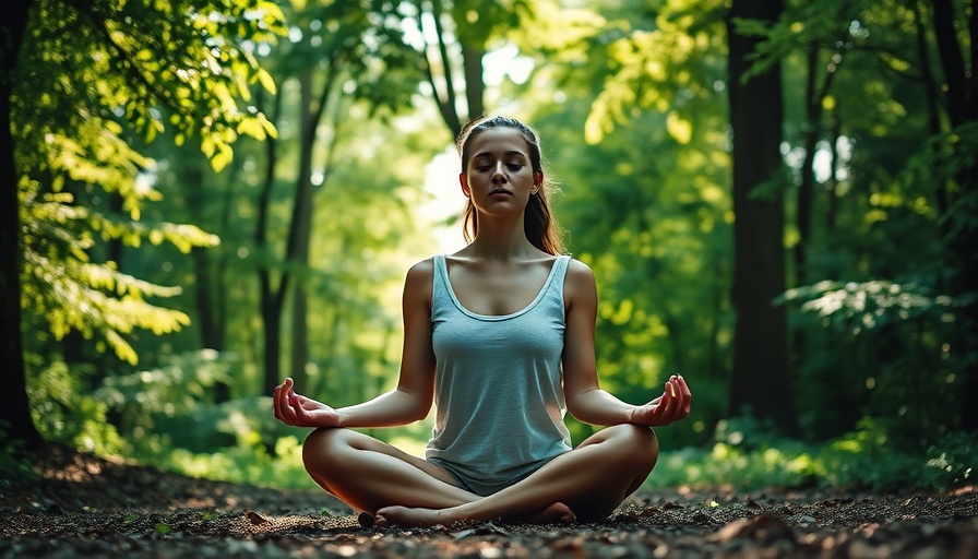 Woman meditating in nature for anxiety relief.