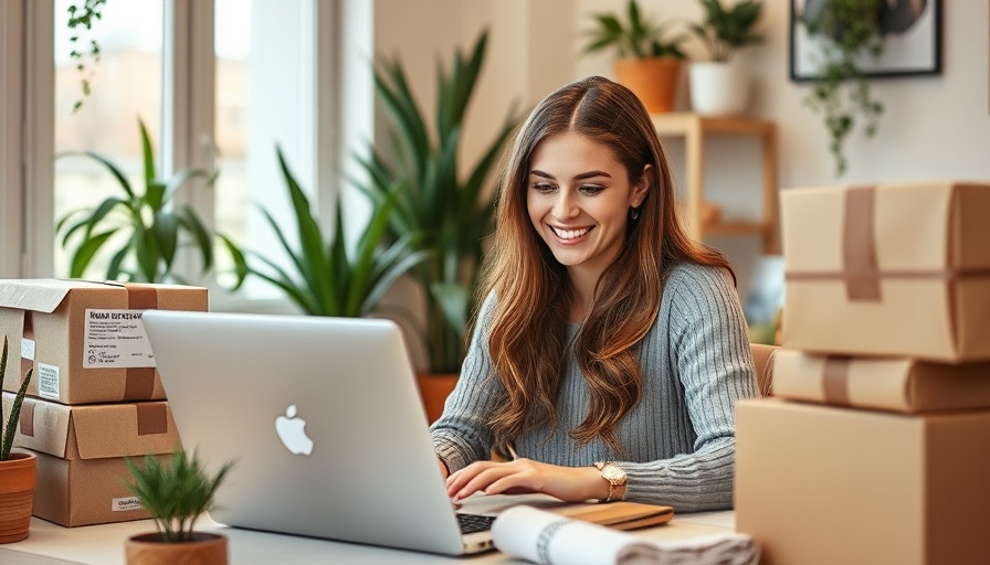 Woman reducing customer acquisition costs in home office with packages.