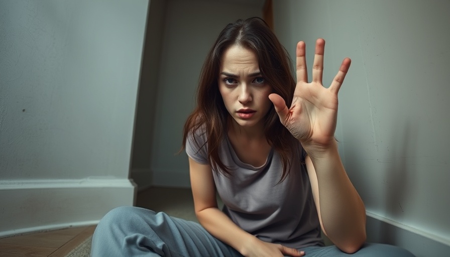 Distressed woman illustrating mental health and addiction.