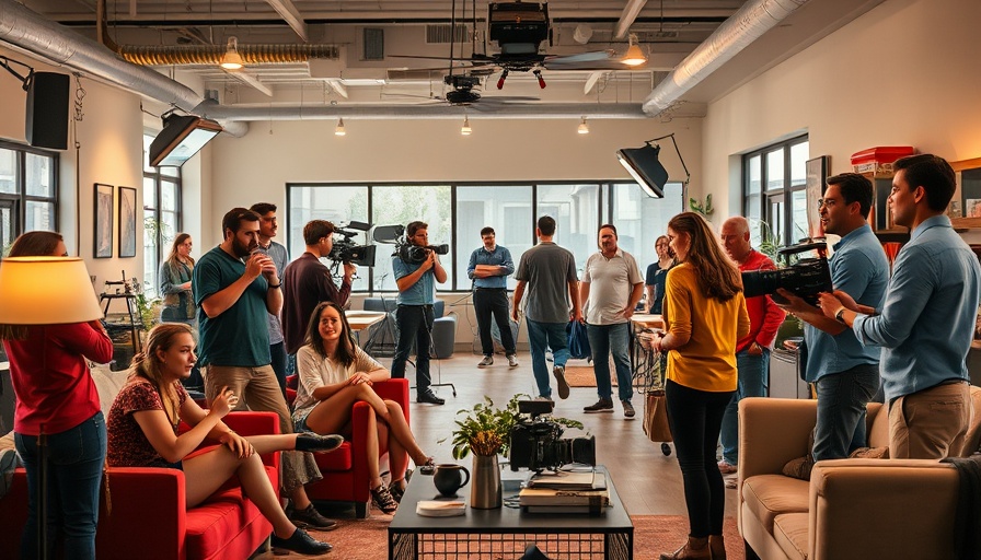 Film set with diverse crew collaborating, illustrating film as a catalyst for social change.