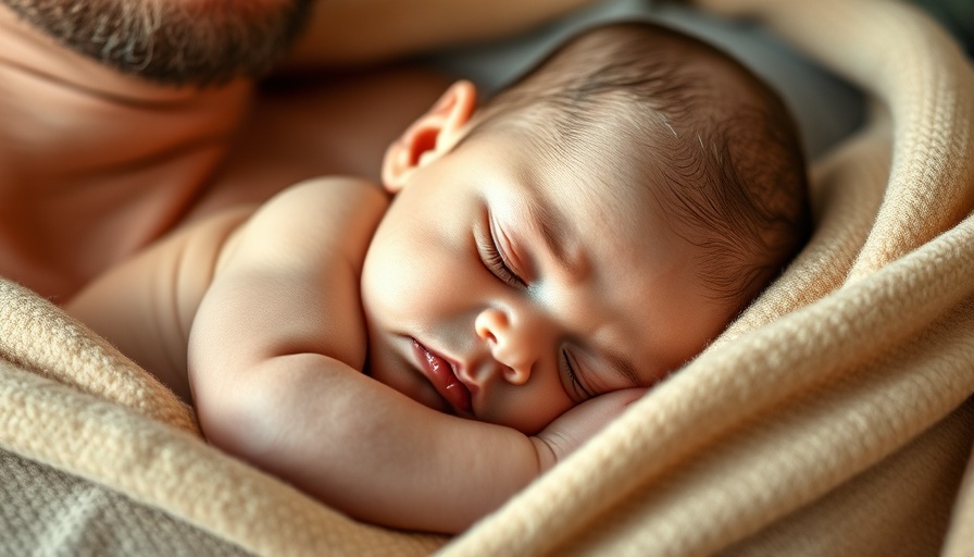 Close-up of baby sleeping on man's chest, intimate moment.