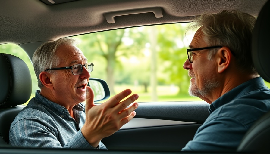 Middle-aged man discussing Cardano improvement proposal in car.