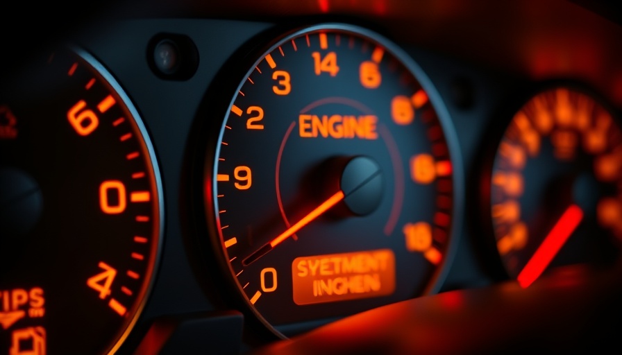 Close-up of engine warning lights on car dashboard.
