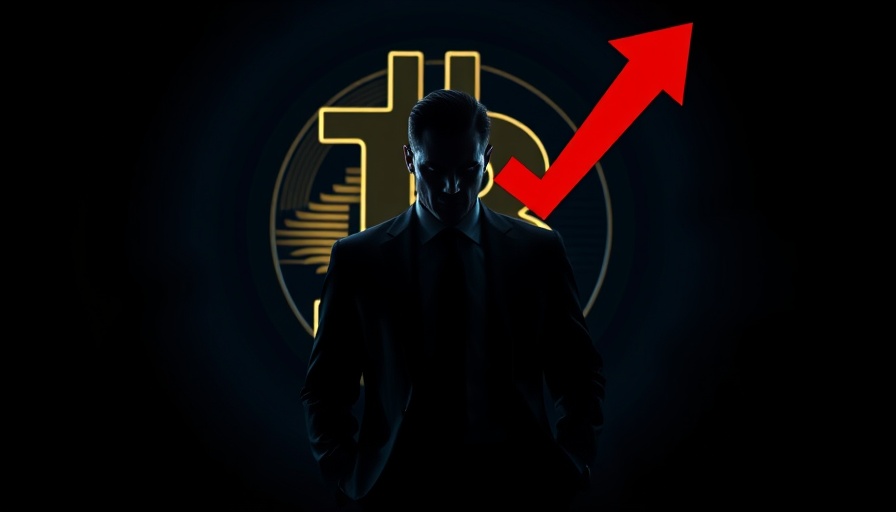 Bitcoin price prediction visual with a silhouette and downward arrow.