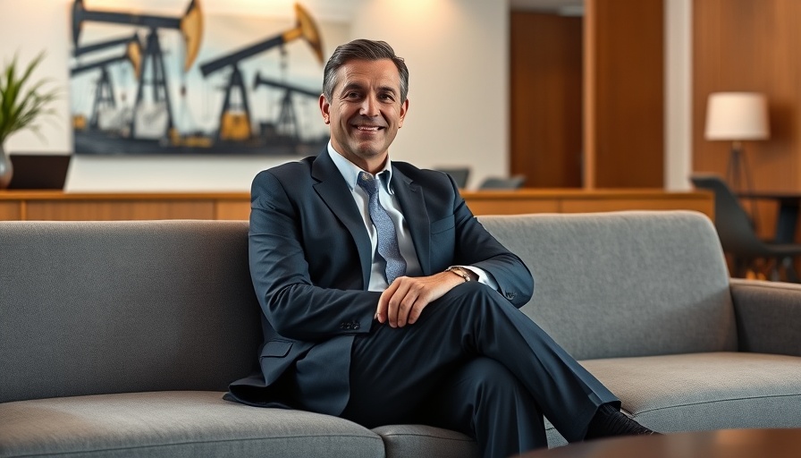 Man in suit seated in office with refinery artwork, Petrofac's expansion in Africa.