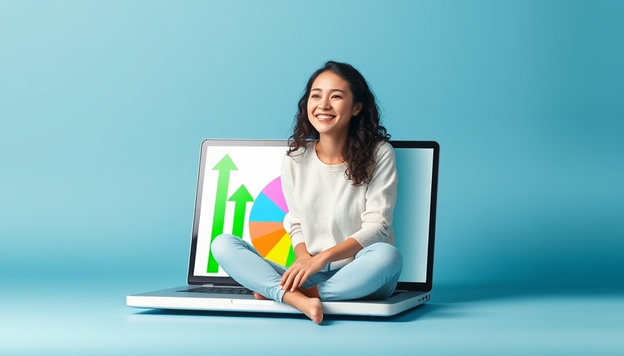 Google Ads Performance Max Channel Reporting: Woman on laptop with growth chart.