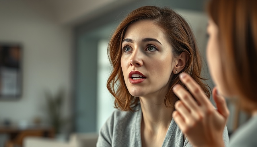 Woman discussing malignant narcissism, seated and engaged.