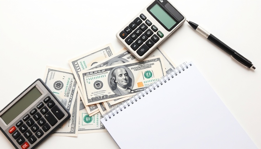 Financial tools and cash on white surface for financial skills every man should learn before 40.