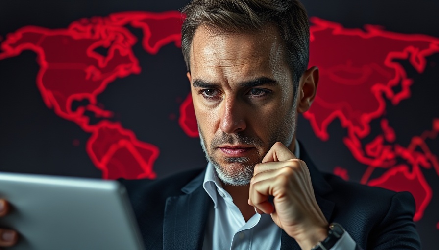 Bitcoin Investing Analysis showing market downturn with a serious man.