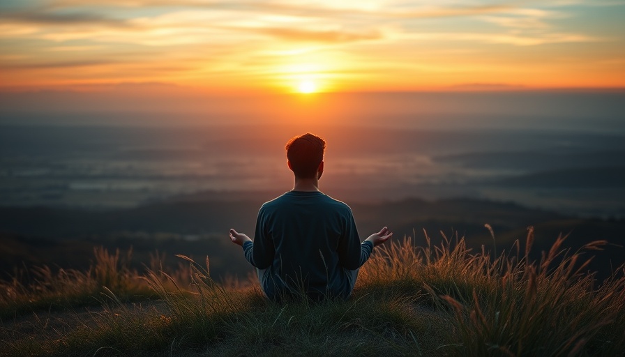 Serene moment of reflection for mental health in nature's embrace.
