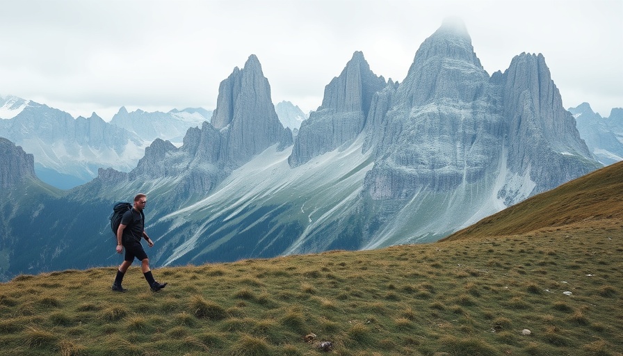 Hiker on Torre dei Scarperi Lollipop Hike with towering peaks.