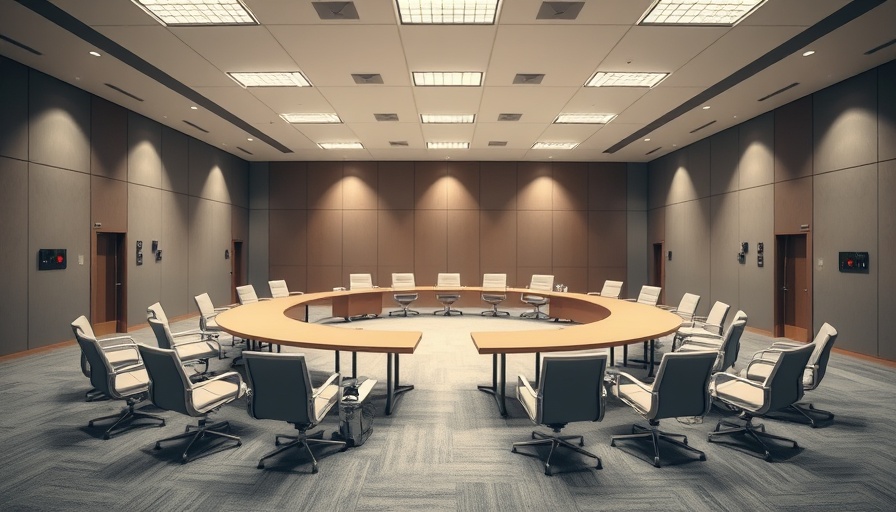 Empty conference room symbolizing ad hoc committee delays in South Africa.