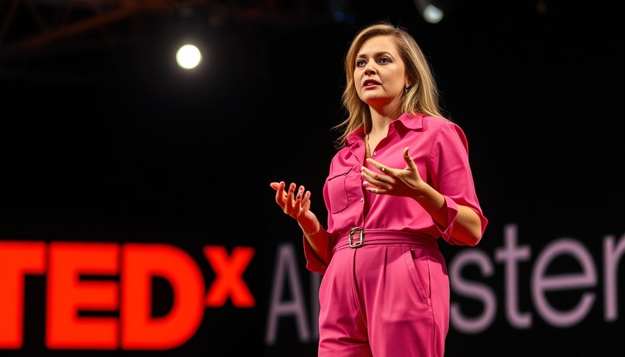 Speaker at TEDxAlabaster event discussing mental health and resilience.