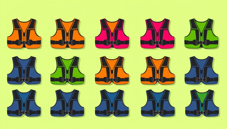 Colorful weighted vests representing fitness trend.