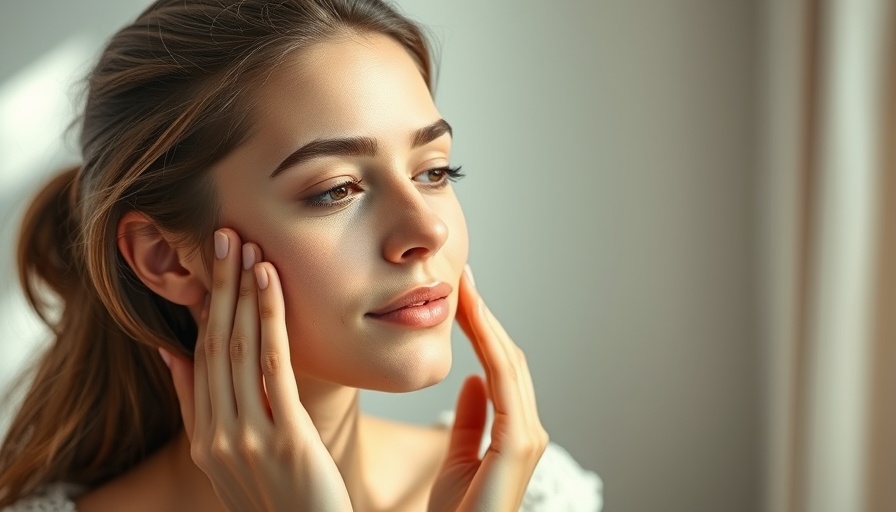 Hero ingredients target fine lines, woman massaging face.