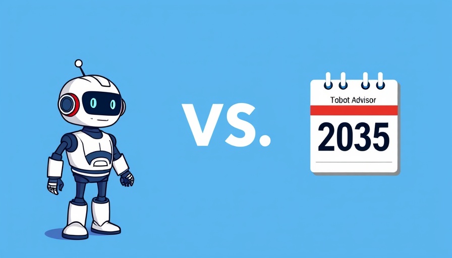 Illustration comparing robo-advisor vs target date fund with blue background.