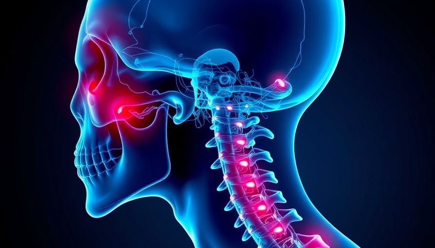 Anatomical view illustrating the effects of prolonged sitting on health, skeletal and neurological systems highlighted.