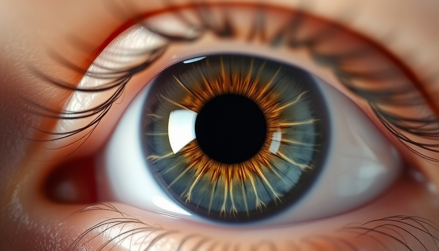 Close-up of eye with scleral lens for complex eye conditions.