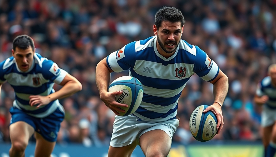 Western Province Rugby Victory player dodging tackle during match.