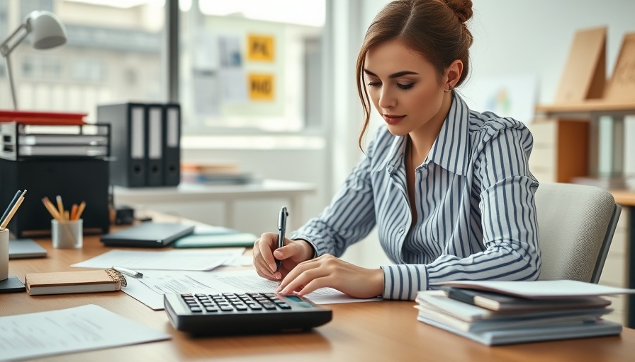 Person using calculator and writing at desk for outsource CPA services.
