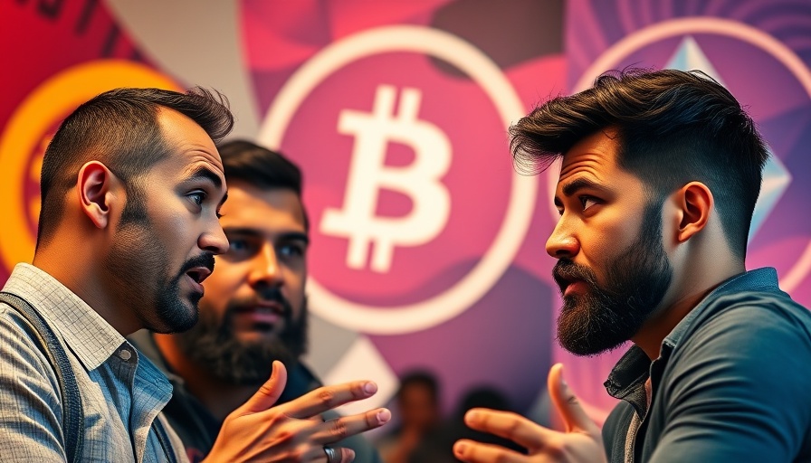 Crypto news discussion with expressive individuals and crypto icons.