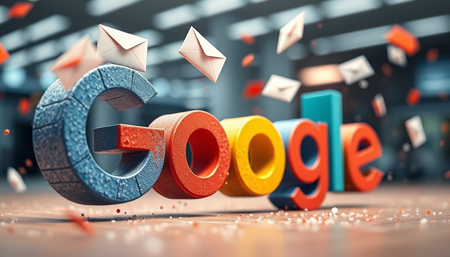 3D Google logo with flying envelopes, symbolizing SEO dynamics.