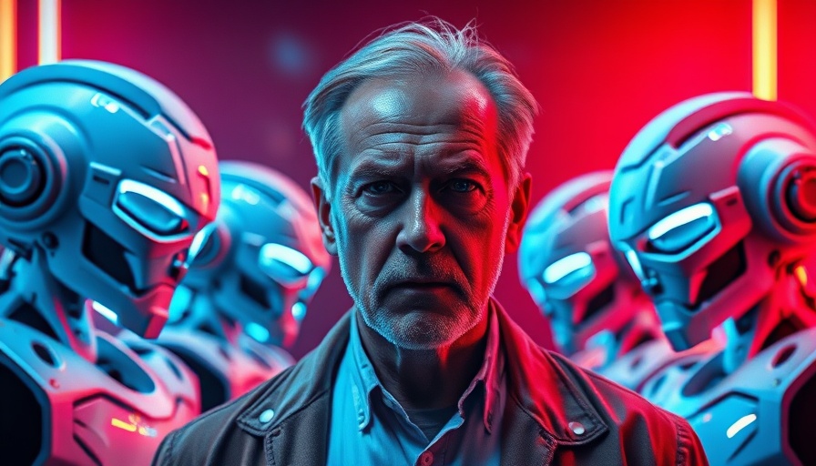 Robots Are Replacing You: Man between advanced robots