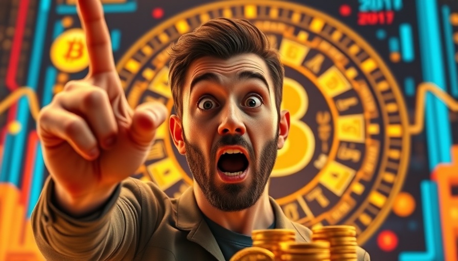 Bitcoin and Crypto Rally concept with a surprised man and digital graphics.
