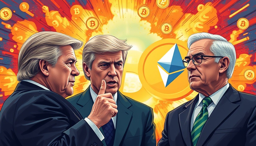 Illustration of Trump's master crypto plan with political figures and crypto symbols.
