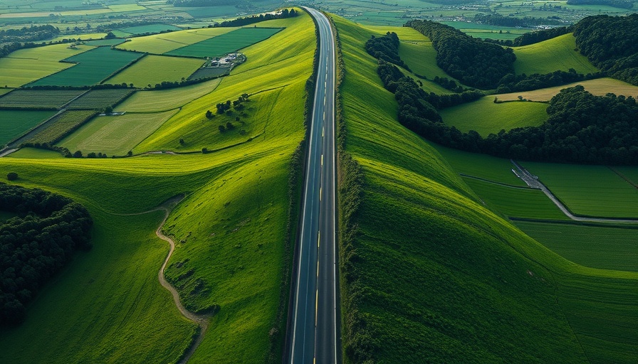 Aerial view of KZN Mid-South Coast community development with lush fields.