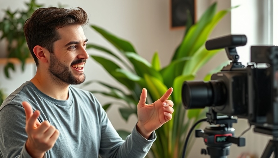 Male vlogger explains camera setup for YouTube vlogging behind the scenes.