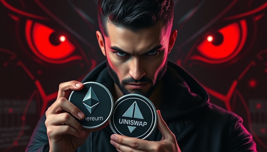Man holding crypto icons with 'Watch Out' warning and ominous eyes, highlighting crypto scams prevention strategies.