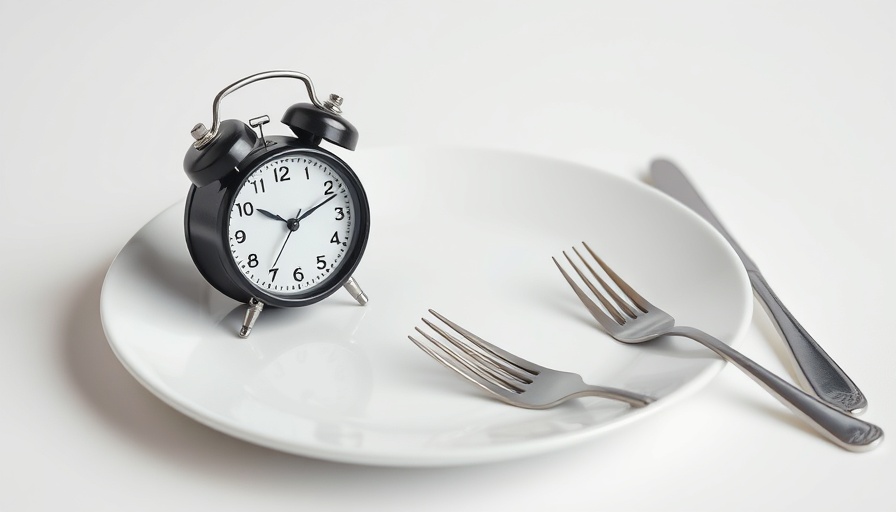 Alarm clock on plate with cutlery illustrating delayed dining risks.