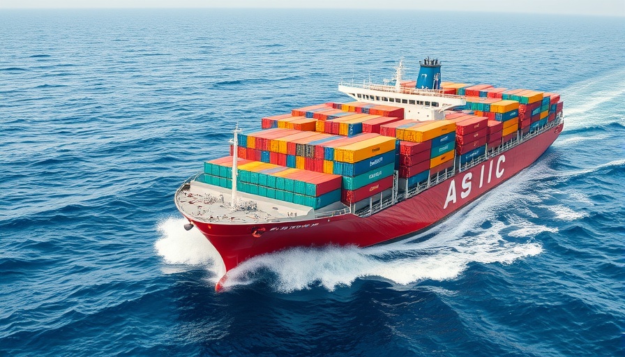 AI in Supply Chain Management represented with cargo ship and logistics elements.
