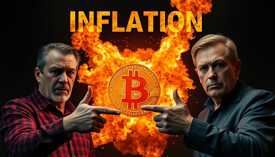 Dramatic Bitcoin and inflation scene with concerned expressions.