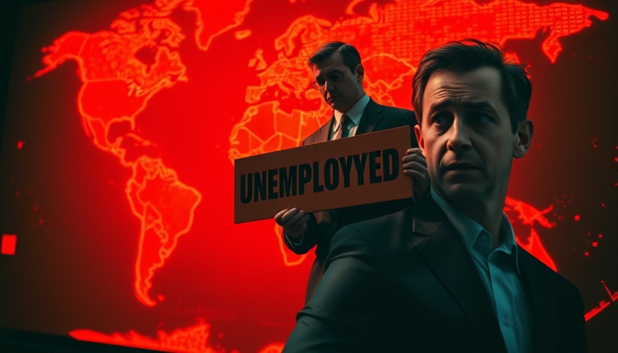 Cracking job market crisis image with unemployment sign.
