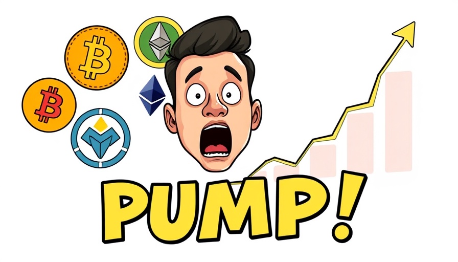 Cartoon of surprised man with Bitcoin chart predicting increase.