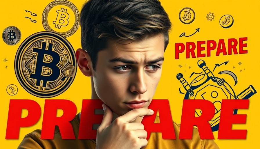 Bitcoin Analysis preparation with cryptocurrency symbols and thoughtful expression.