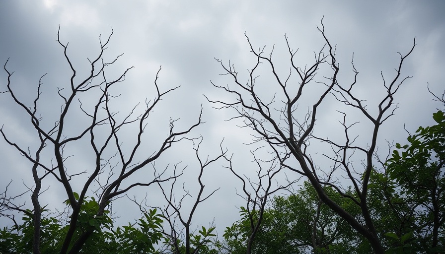 Leafless branches under cloudy sky reflecting mindfulness in mental health.