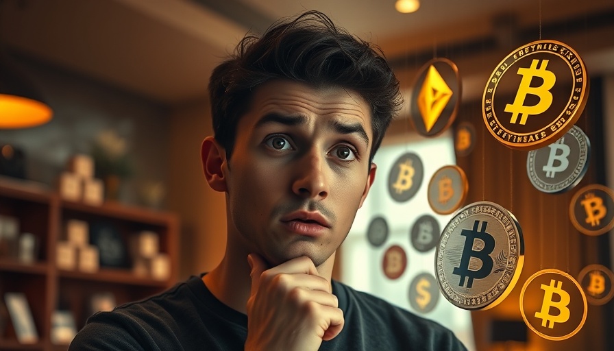 Live Streaming in Altcoins - Shocked man with cryptocurrency symbols.