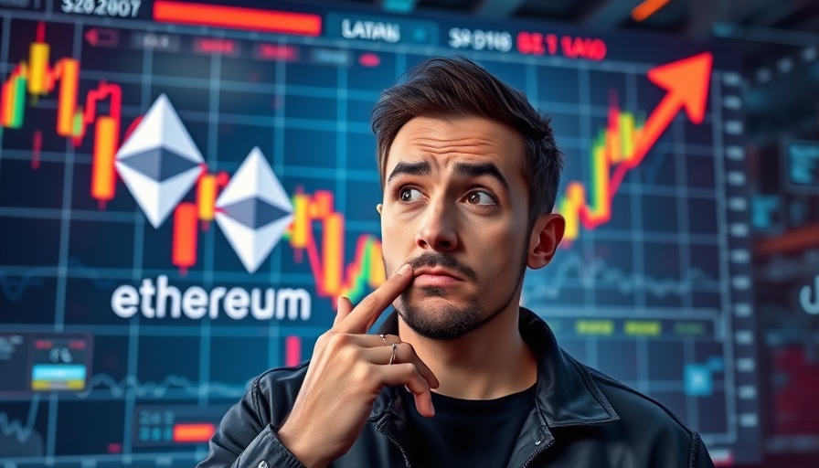 Solana vs Ethereum comparison with confused man and stock chart.