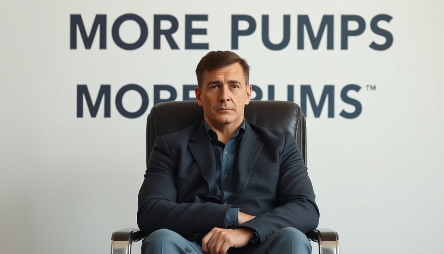 Serious person in chair with 'MORE PUMPS' text for Bitcoin price prediction.