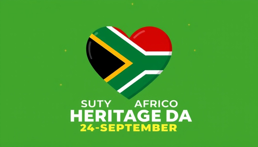 South Africa Heritage Day graphic with flag heart design.